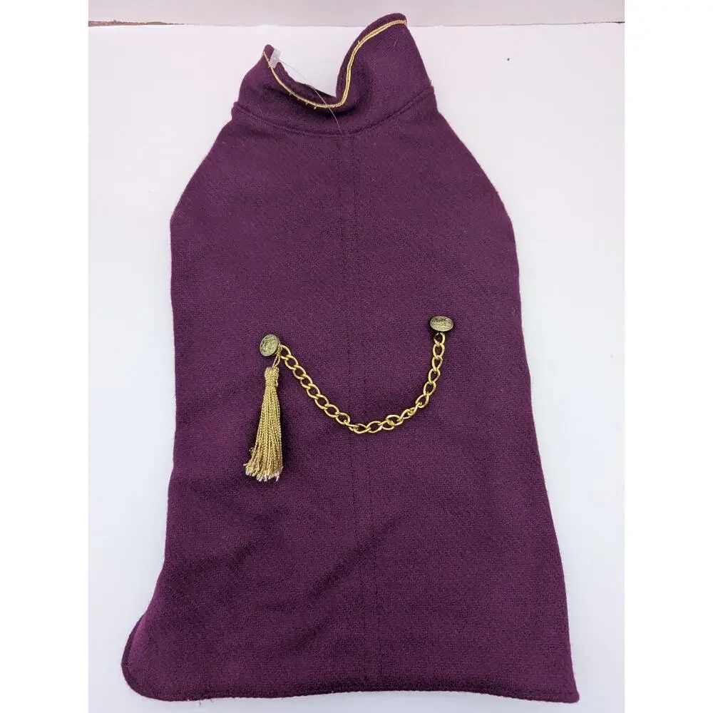 Unbranded Purple Dog Coat with Gold Chain Detail Dress Your Pup Like a Prince